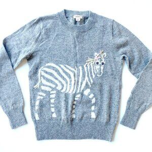 J.Crew Crewcuts Gray Zebra Sweater Size 14 (Runs Small, Fits 12) Wool Blend Cute